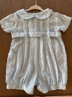 Classic Baby One-Piece in Light Blue with Peter Pan Collar
